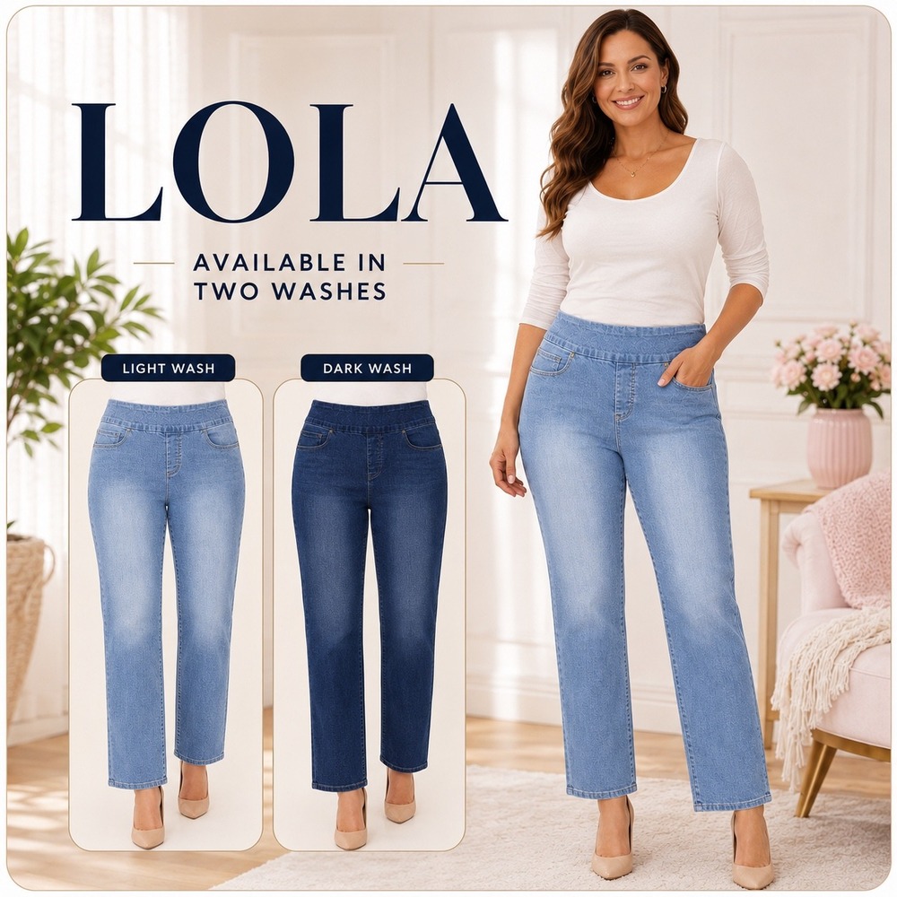 Lola Jeans Rebeccah MB High Rise Straight Leg Pull On Blue Jeans Womens 12/32